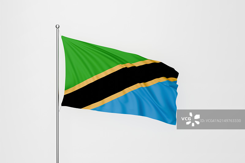 白色背景下的坦桑尼亚国旗图片素材