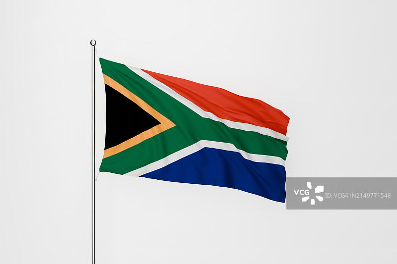 白色背景上的南非国旗图片素材