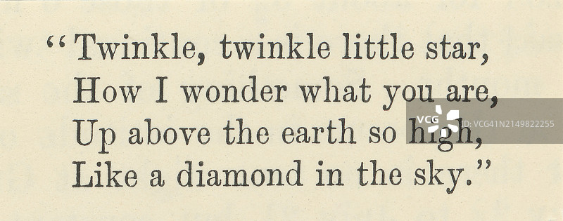 儿童歌曲《一闪一闪小星星》歌词古老雕刻插图图片素材