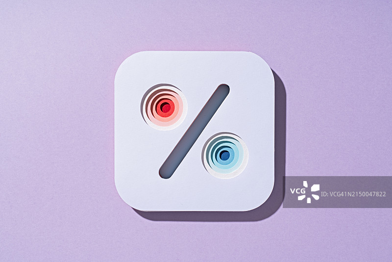 红色与蓝色百分比符号纸工艺图片素材