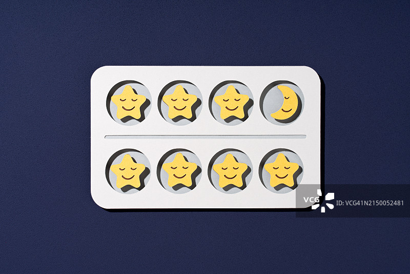 月亮和星星的安眠药泡罩包装纸工艺品图片素材