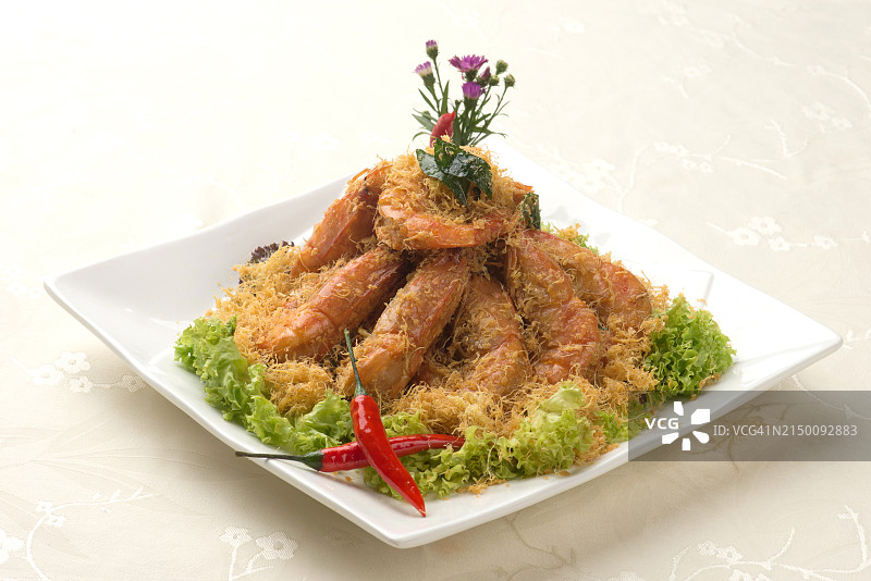 中国菜：油炸牛油虾图片素材