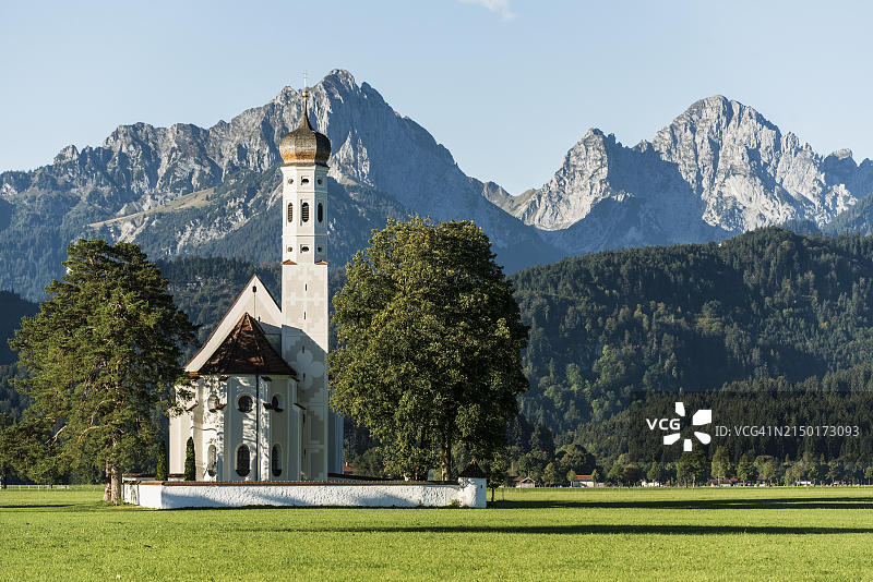 德国巴伐利亚科洛曼朝圣教堂晨曦图片素材