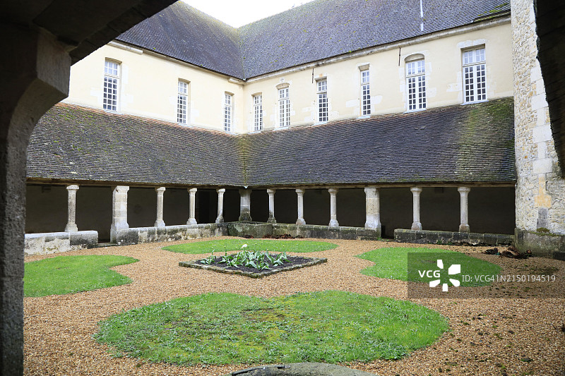 法国诺曼底修道院回廊图片素材