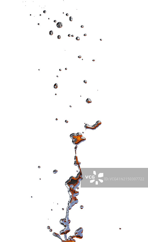 白色背景上的金属液态银漆喷射图片素材