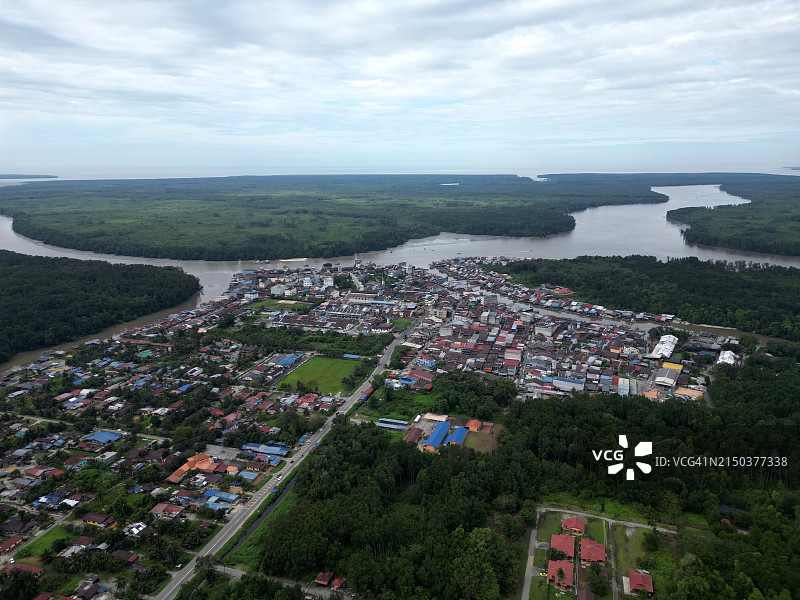 马来西亚霹雳州瓜拉雪邦镇鸟瞰图图片素材