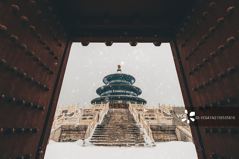 北京天坛冬日雪景图片素材