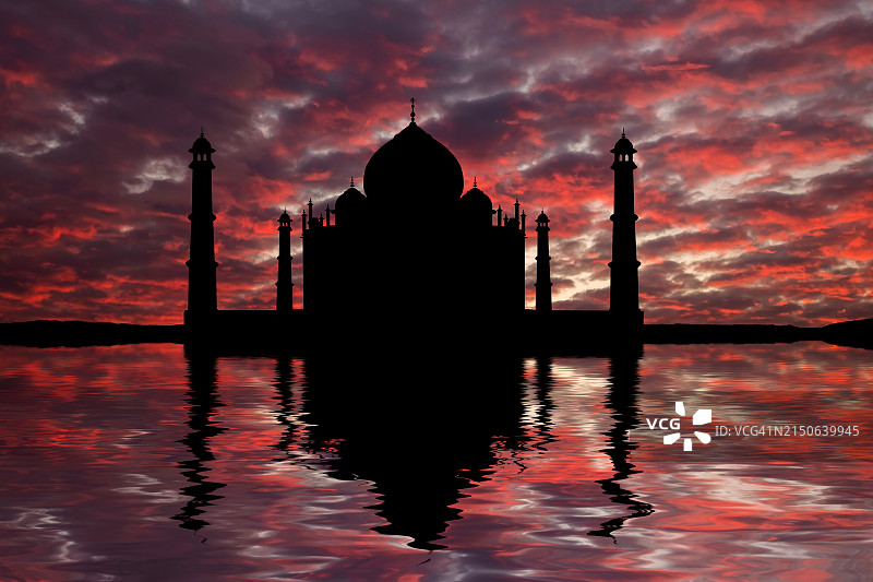 印度阿格拉美丽的泰姬陵日落图片素材