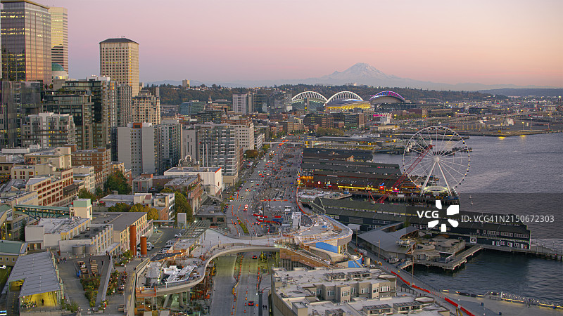 海滨和西雅图摩天轮景观图片素材