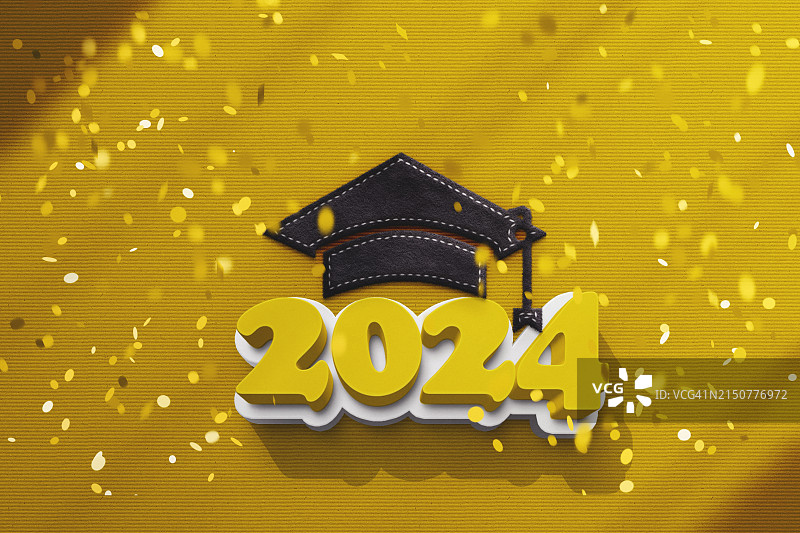 2024届毕业季字母设计与毕业帽图片素材