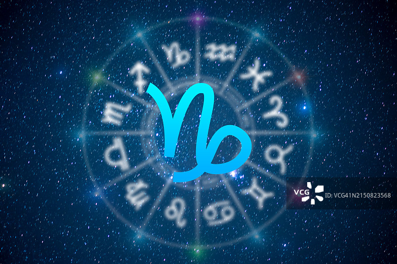 摩羯座占星和运势预测，宇宙背景中的白羊座符号图片素材