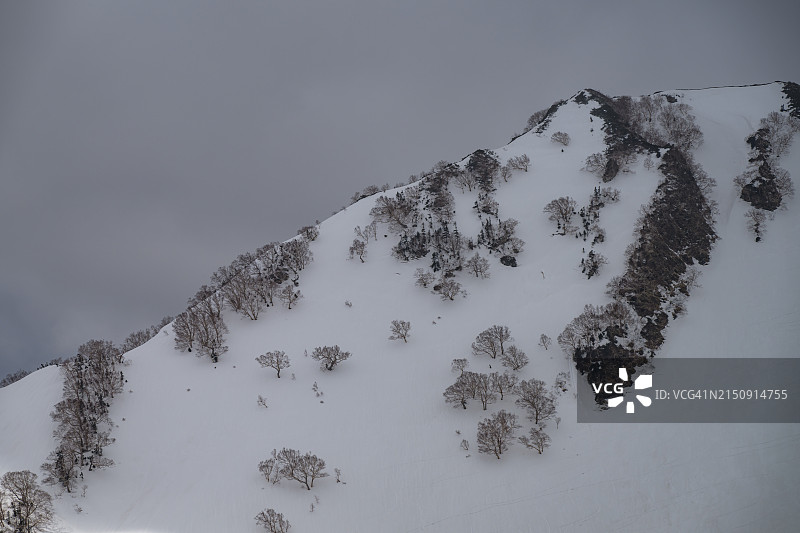 立山黑部路线：黑部湖大观峰雪山雪景图片素材