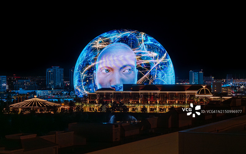 拉斯维加斯Sphere夜景图片素材