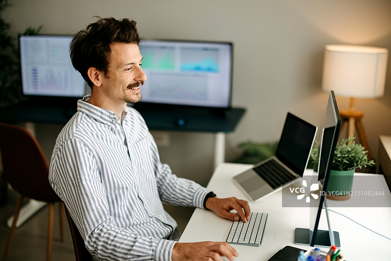 开发者使用新程序工作图片素材