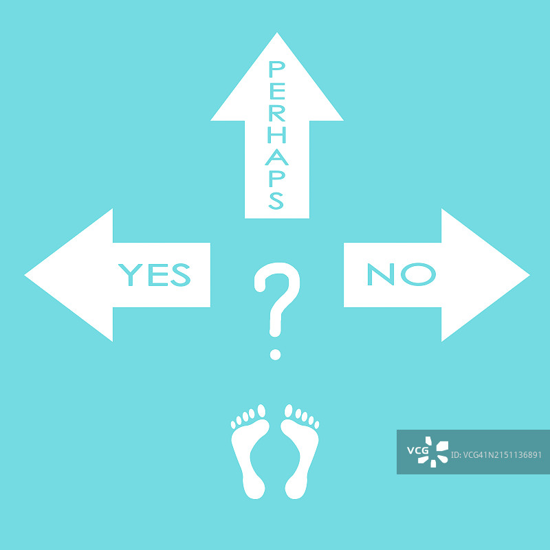 站在指向不同方向的三个箭头前的人图片素材