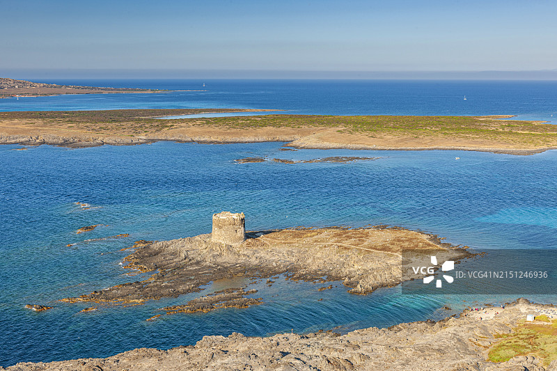 撒丁岛，阿辛纳拉岛前的拉佩罗萨塔图片素材