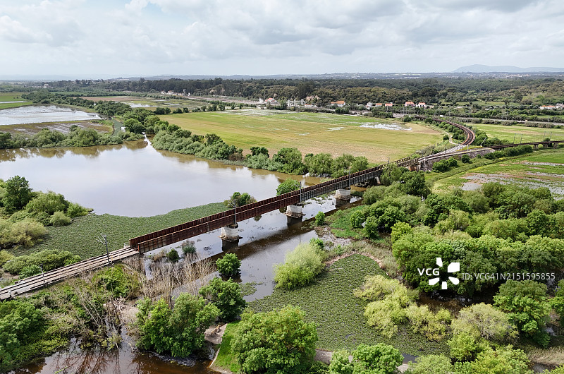 美丽的特茹湿地鸟瞰图片素材