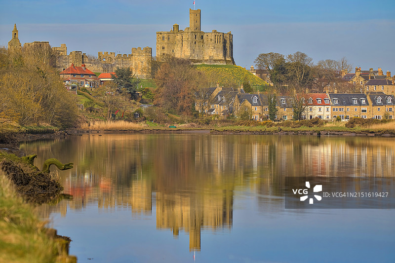 英国诺森伯兰郡的沃克沃思城堡图片素材