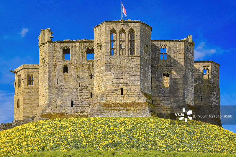 英国诺森伯兰郡的沃克沃思城堡图片素材