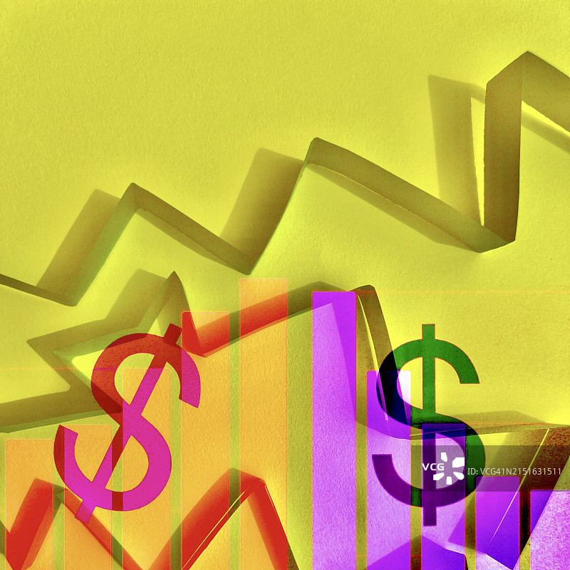 美元符号、条形图和矢量抽象图像图片素材