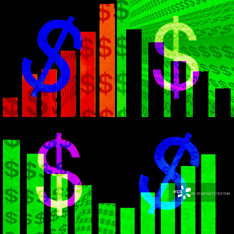 抽象美元符号与条形图图片素材