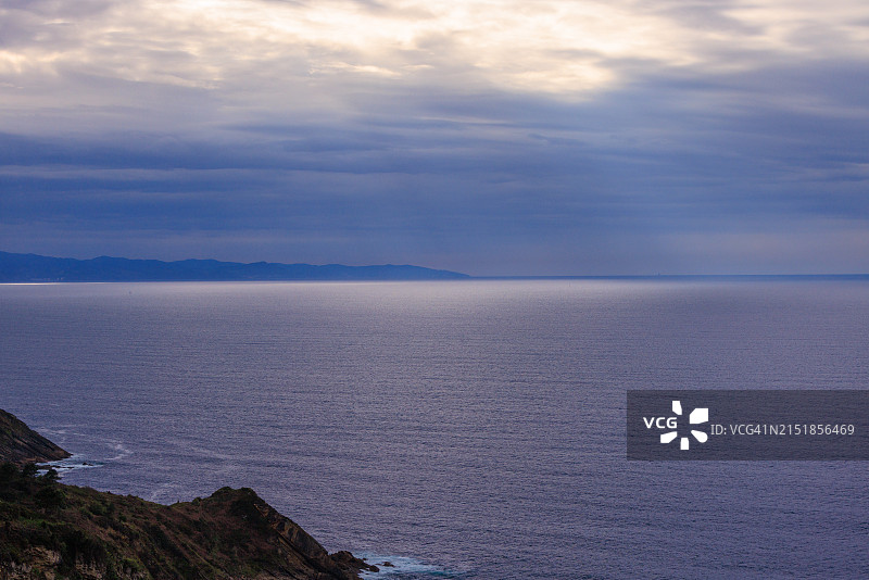 从圣塞巴斯蒂安伊格尔多山公园看到的比斯开湾壮丽全景图片素材