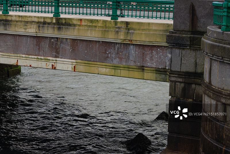 库尔萨尔桥下的自然与建筑图片素材