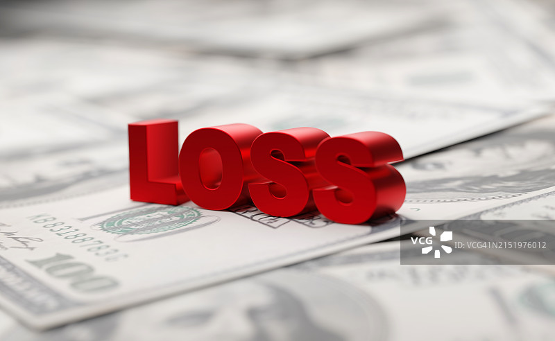 以美元为背景的亏损文字图片素材