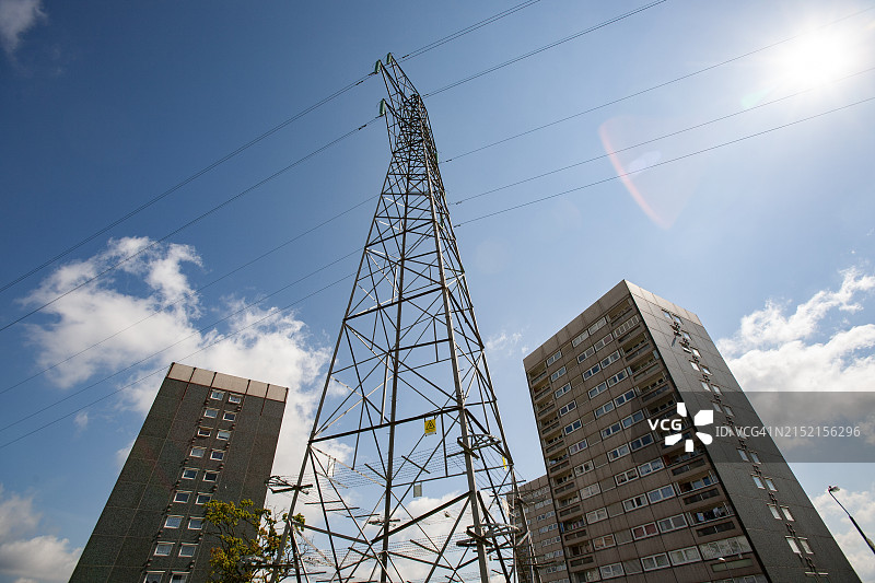 电力塔 楼房图片素材