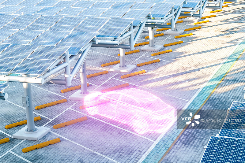 清洁能源出行：阿联酋的太阳能充电车位图片素材