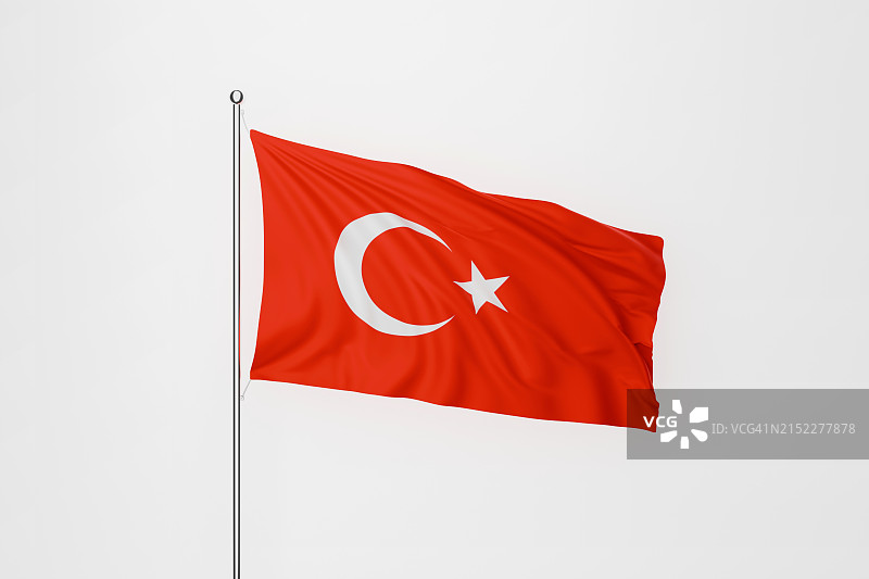 白色背景上的土耳其国旗图片素材