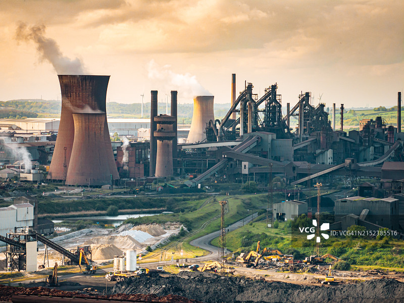 斯肯索普钢铁厂鸟瞰图片素材