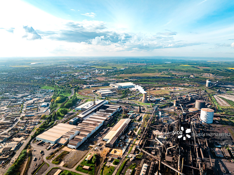 斯肯索普钢铁厂鸟瞰图片素材