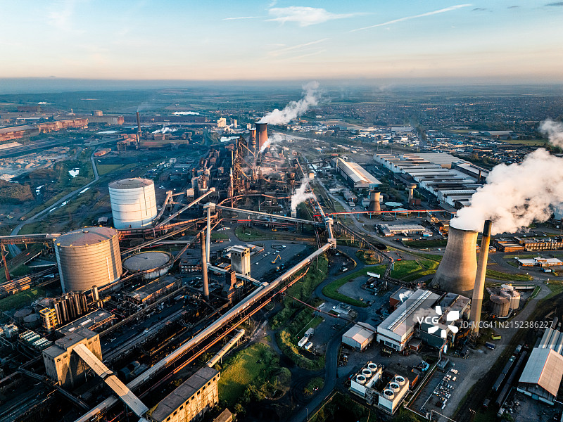 斯肯索普钢铁厂鸟瞰图片素材
