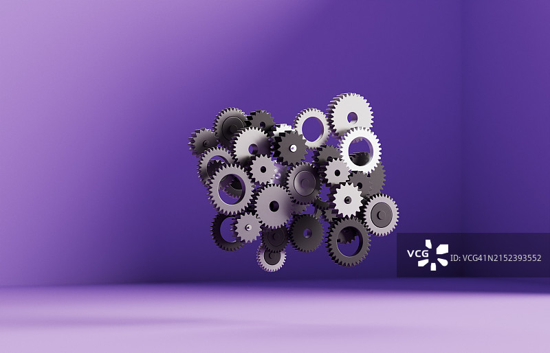 悬浮在空中的联动齿轮图片素材