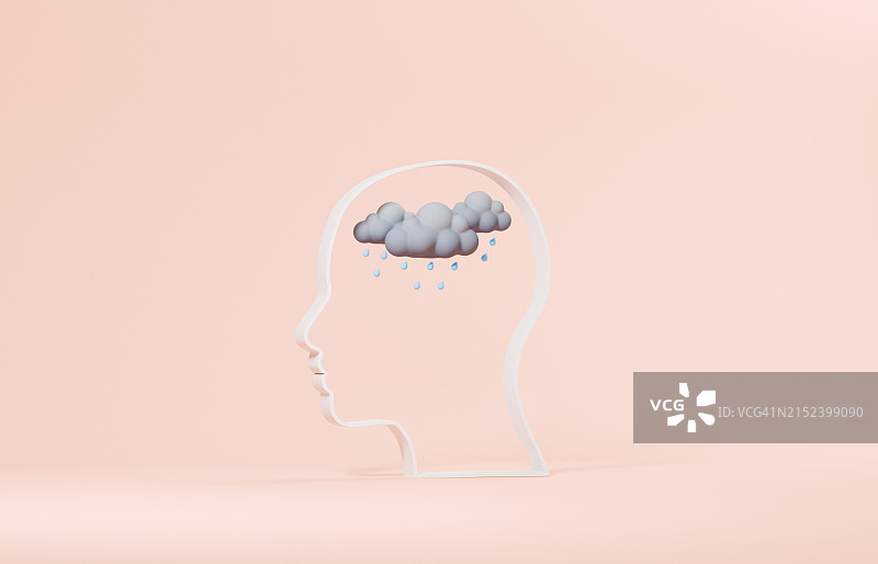 人头形状与阴暗的天空图片素材