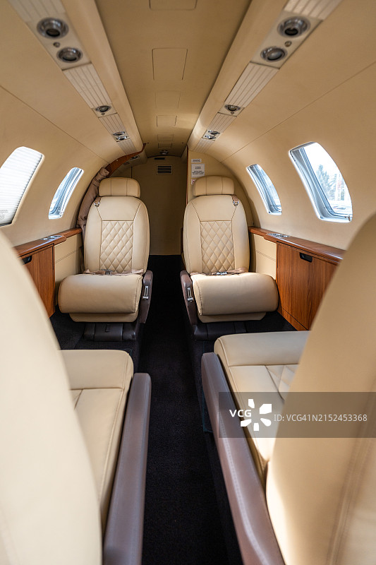 豪华私人飞机空舱内景图片素材