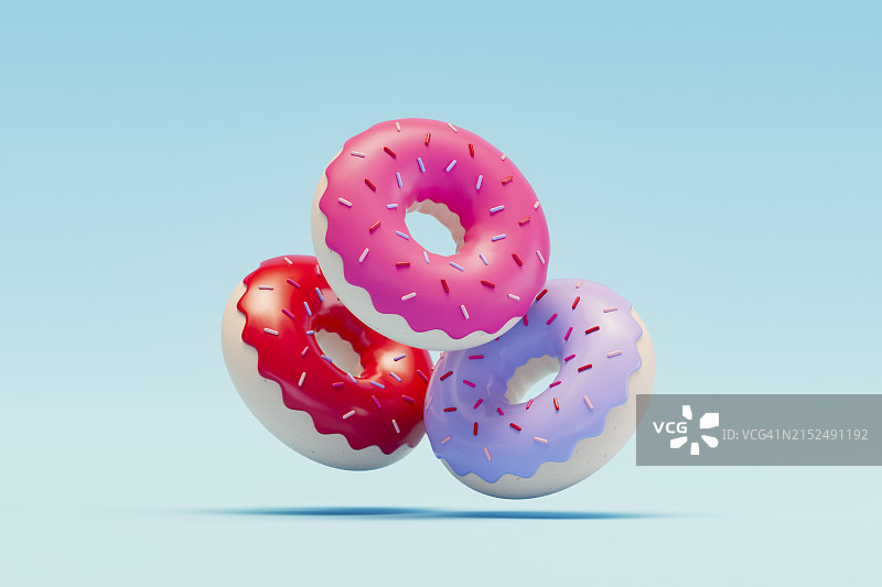 蓝色背景上的甜甜圈图片素材