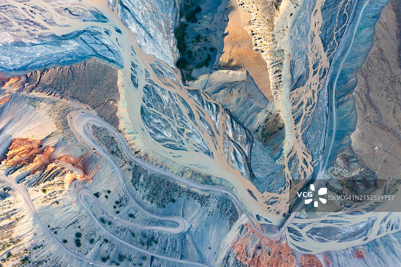 辫状河航拍图片素材