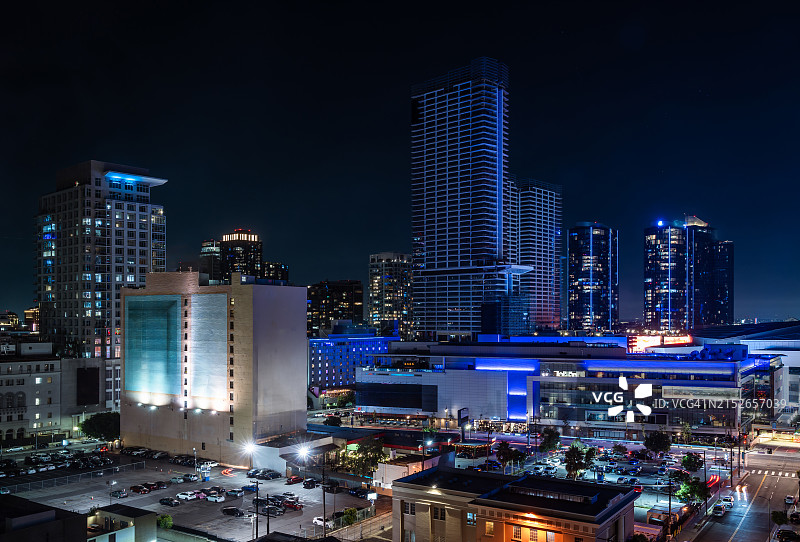 洛杉矶市中心LA Live夜景图片素材
