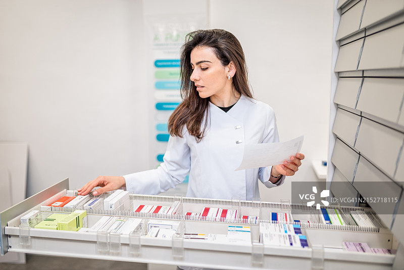 药剂师在药房填写处方图片素材