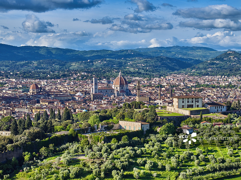 贝尔维德勒堡垒与佛罗伦萨城市景观，意大利图片素材