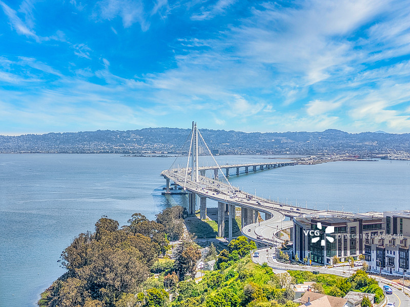 海湾大桥鸟瞰图图片素材