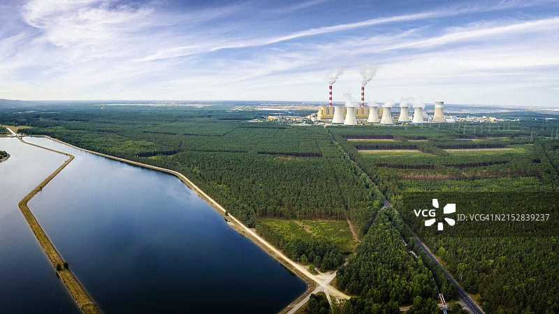 波兰贝尔哈图夫褐煤发电厂鸟瞰图片素材