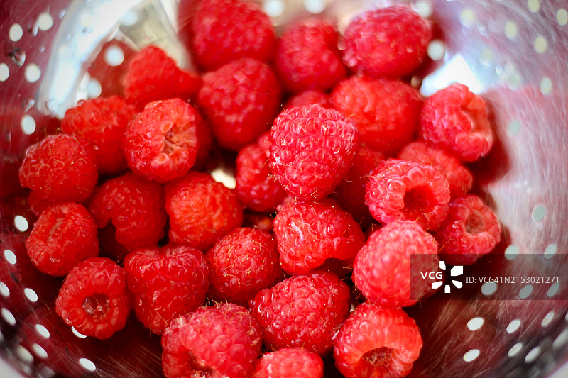 新鲜覆盆子的俯视特写图片素材