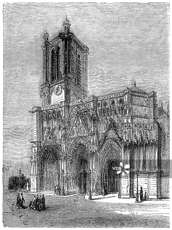 法国特鲁瓦天主教堂古董雕刻插图图片素材