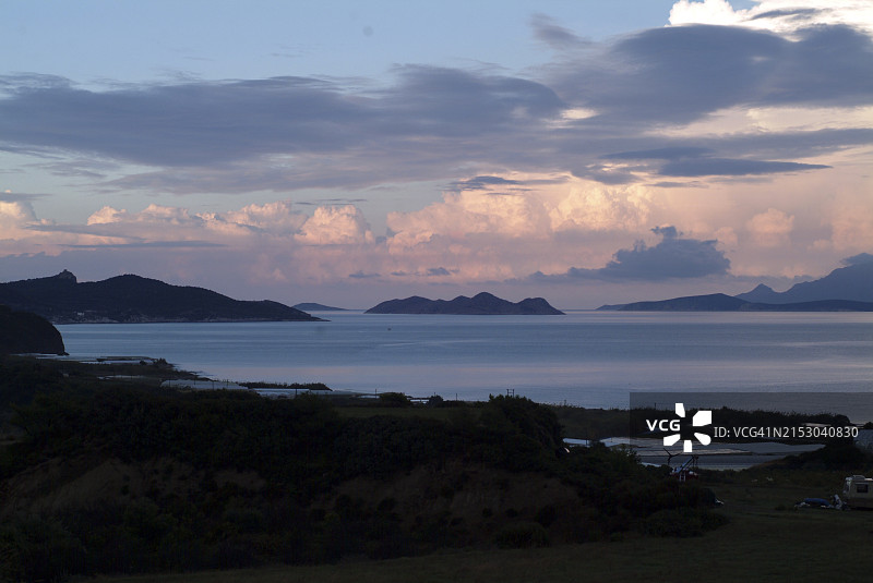 希腊群岛日落景观图片素材