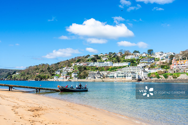 德文郡萨尔科姆无人机航拍视角图片素材