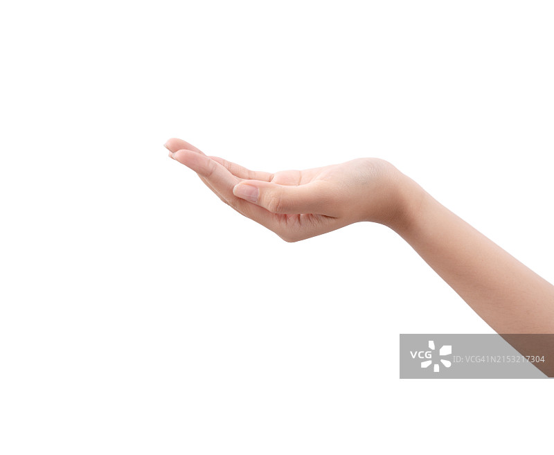 白色背景下手掌张开图片素材