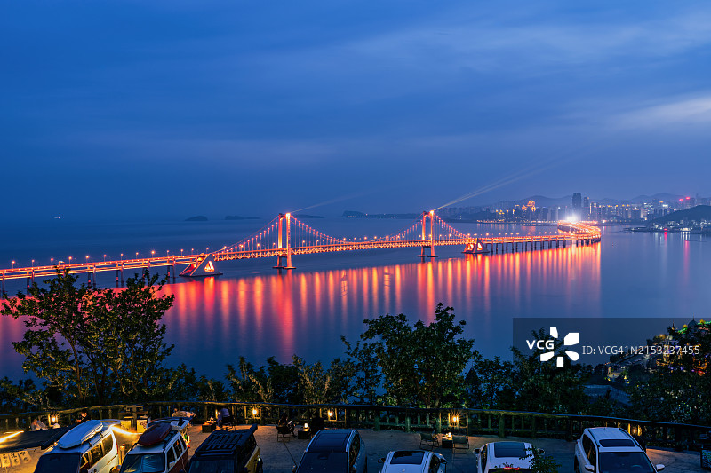 傍晚时分星海湾的航拍景色图片素材